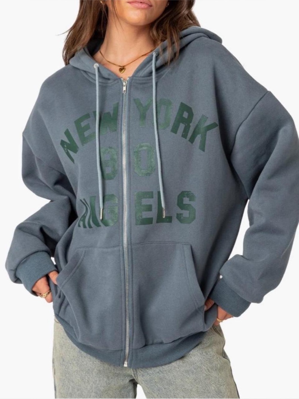Edikted New York 80 Angels Zip Up Hoodie